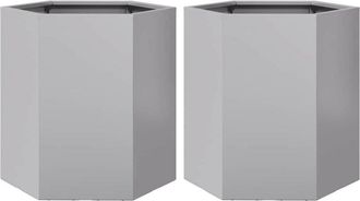 vidaXL Garden Planter 2 pcs Hexagon 46x40x45 cm Galvanized Steel Vidaxl