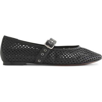 Madewell The Remy Perforated Mary Jane Flat in True Black at Nordstrom, Size 8.5