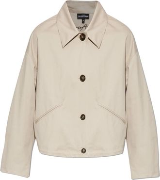 Emporio Armani Pima Katoen Gabardine Blouson - Dames - Zomerjassen - Beige - M - Katoen - Jassen