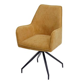 Hhg Nunca Usado] Silla De Comedor Hhg 337, Silla De Cocina Silla Tapizada Con Reposabrazos, Tela/textil Metal, Amarillo