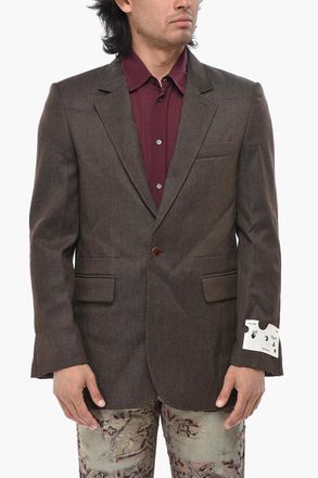 Off-white TAILORING Blazer in Lana Twill con Tasche ad Aletta Off-White