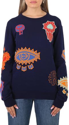 Roberto Cavalli Ladies Bandana Symbol Instarsia Sweater, Brand Size 42 ( US Size 8 )
