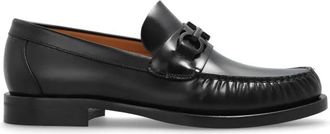 Ferragamo Gancini-Plaque Kalfsleren Loafer - Heren - Loafers - Zwart - 41 1/2 EU - Leer - Schoenen