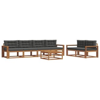 vidaXL Conjunto De Sof&aacute;s De Exterior 7 Pcs Natural Y Antracita Vidaxl