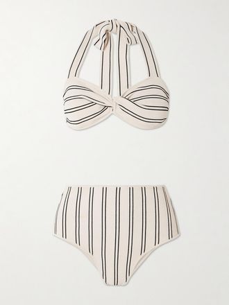 Zimmermann Bikini In Modal Stretch A Coste E Righe Con Incrocio Daylight - Crema