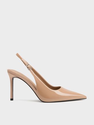 Charles & Keith Patent Pointed Slingback Pumps