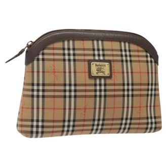 Burberry Pre-owned Clutches, female, Beige, Size: ONE SIZE Pre-owned Canvas Pouch