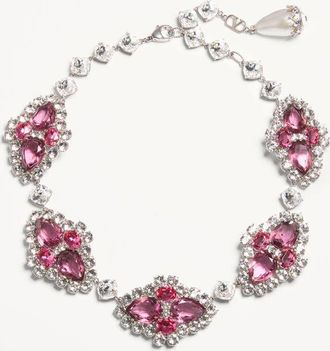 Valentino Garavani Collana Pas Plus In Metallo, Resina, Smalto E Cristalli Donna PALLADIO/CREMA/ROSA UNI