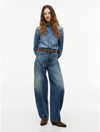 Tommy Hilfiger Womens Tommy Jeans Barrel Jean - Denim Dark - 25W x LongL