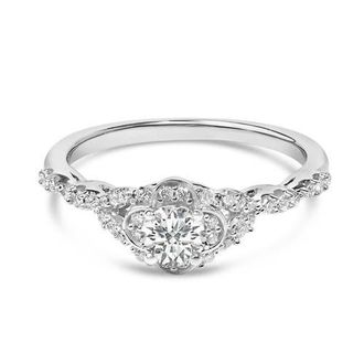 House of Brilliance 14K White Gold 1/2 Cttw Lab Grown Diamond Vintage Style Engagement Ring at Nordstrom, Size 10
