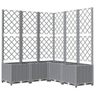 Berkfield Home Garden Planter with Trellis Light Grey 120x120x136 cm PP | Size: 120 x 120 x 136 cm