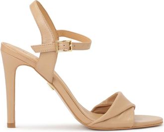 Kazar Beige sandalen met elegant versleten band - Dames - Sandalen met hakken - Beige - 38 EU - Leer - Schoenen