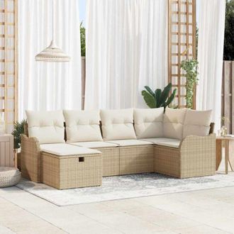 vidaXL Vidaxl - Conjunto De Sof&aacute; De Jard&iacute;n Con Coj&iacute;n 6 Pcs Beige Polirat&aacute;n