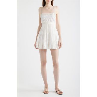 LoveShackFancy Zuri Lace Tiered Minidress in White at Nordstrom, Size 00