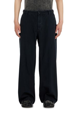 Diesel Cotton ripstop pants with side buckles - Pants - Man - Black