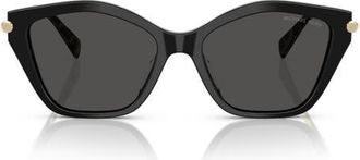 Michael Kors 54mm Catskills Irregular Sunglasses in Black/Amber Tortoise /Grey at Nordstrom
