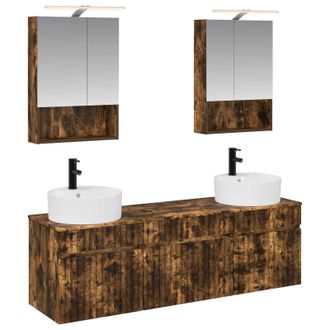 vidaXL Juego De Muebles De Ba&ntilde;o 5 Pcs Roble Ahumado 50 X 14,5 X 70 Cm Vidaxl