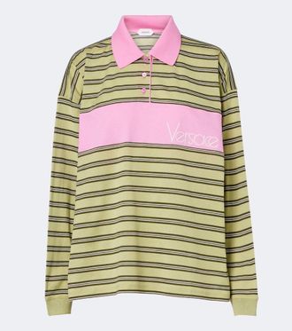 Versace Polo oversize in jersey di cotone a righe