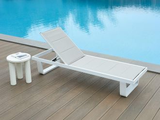 Vente-Unique Lettino prendisole in alluminio e textilene - Grigio e bianco - NABUNA di MYLIA