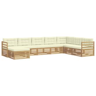 vidaXL Conjunto De Sof&aacute;s De Exterior 8 Pcs Blanco Y Crema Poli&eacute;ster Vidaxl