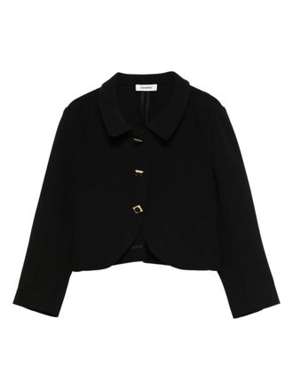Sandro square-buttons cropped jacket - women - Fabric - 36 - Black