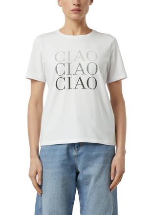 Comma T-Shirt COMMA, Damen, Gr. 34, wei&szlig;, Single Jersey, Obermaterial: 57% Baumwolle, 37% Modal, 6% Elasthan, bedruckt, normal h&uuml;ftbedeckend, Rundhals, Shir