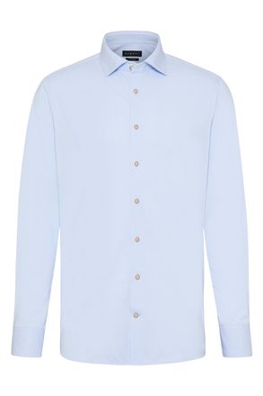 Bugatti Langarmhemd BUGATTI, Herren, Gr. 3XL, Normalgr&ouml;ssen, blau (hellblau), 53% Polyester, 47% Baumwolle, normal, eckige 2-Knopf-Manschette, Hemden Langarmh