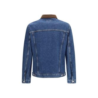 Brunello Cucinelli Suede Collar Denim Jacket - Blue