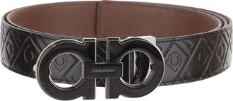 Ferragamo Leren Riem met Dubbele Zijde - Heren - Riemen - Zwart - 115 CM - Leer - Accessoires