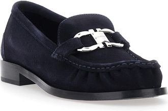 Ferragamo Womens Loafer Marian Suede Blue Calfskin Loafers