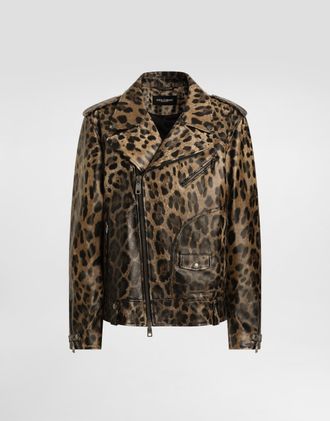 Dolce & Gabbana Leo-print Leather Jacket - Woman Collection Animal Print 42