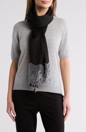 La Fiorentina Wool Silk Blend Lace Scarf in Black/grey at Nordstrom Rack