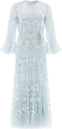 Needle & Thread Avondjurk verfraaid met pailletten en klokmouwen - Blauw