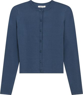 Vivid Cropped Ribbed Button Front Knit Cardigan in Dark Denim at Nordstrom, Size Small