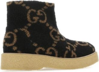 Gucci GG Supreme Faux-Shearling Laarzen - Heren - Enkellaarsjes - Zwart - 42 EU - Wol - Schoenen