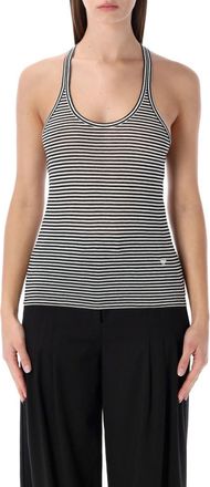 Tom Ford Black Halter Neck Stripes Top