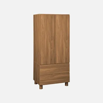 Sweeek Armario Vestidor Efecto Madera Con 2 Puertas, 2 Cajones Y 1 Barra Para Colgar