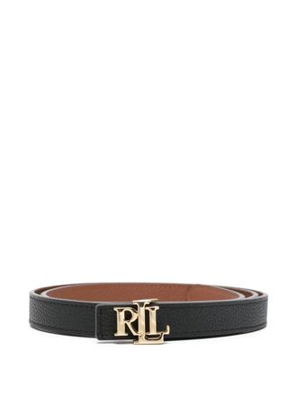 Lauren Ralph Lauren logo-detail buckle belt - women - Calf Leather - L - Black