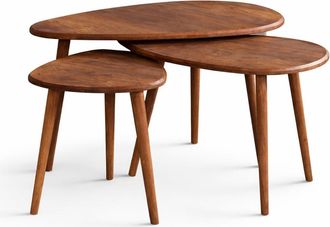 Concept Usine Conjunto de 3 mesas anidadas con dise&ntilde;o de efecto nogal