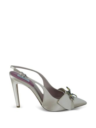 Max Mara 110mm Bussola slingback pumps - women - Satin/Calf Leather/Calf Leather - 39 - White