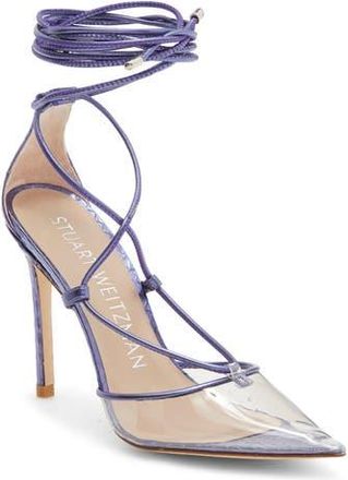 Stuart Weitzman Stuart Ankle Wrap Pump in Amatista/Clear at Nordstrom Rack, Size 10.5