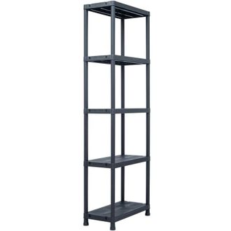 vidaXL Storage Shelf Rack Black 125 kg 60x30x180 cm Plastic Vidaxl