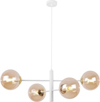 OEM L&aacute;mpara Colgante Vicenza Oro Blanco 4 Planos L&aacute;mpara Miel Pantalla Miel E14