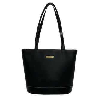 Burberry Black Leather Handbag Tote Bag (Pre-Owned)