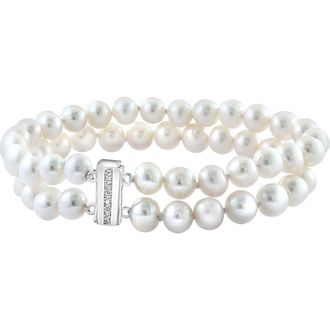 Effy Sterling Silver 1.3-7.3mm Cultured Freshwater Pearl & White Topaz Bracelet at Nordstrom Rack