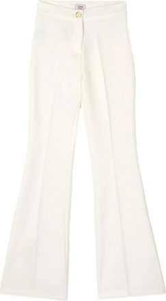 Oltre Flare Broek met Hoge Taille - Dames - Wijde Broeken - Wit - 3XL - Polyester - Broeken