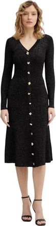 Guess Jelene Midi Jurk - Dames - Casual kleedjes - Zwart - M - Polyester - Kleedjes