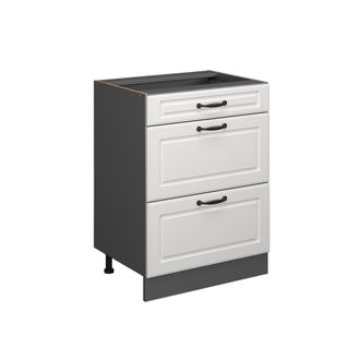 Vicco Mueble Bajo De Cocina R-line, Blanco Casa De Campo, 60 Cm Con Cajones, Sin Encimera Vicco