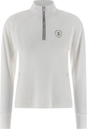 Brunello Cucinelli White Logo Mock Collar Sweater