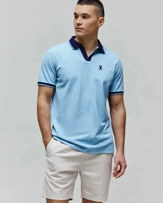 Psycho Bunny Mens Christiano Pique Polo 407 GLACIER LAKE / XXXL